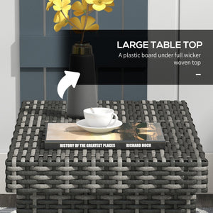 Folding outdoor side table in woven rattan