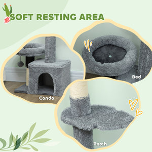 Cat tree with adjustable height from 221 to 254 cm, 4-level climbing tower with scratching post
