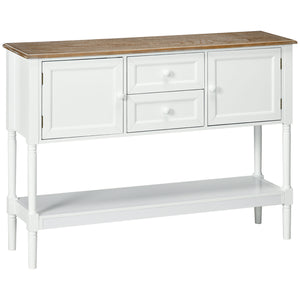 Vintage console table with 2 drawers and storage, white