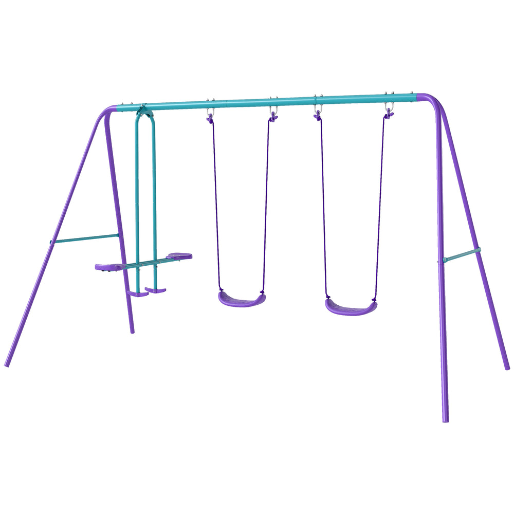 3-in-1 module with double swings and glider, purple