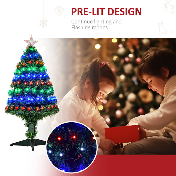 3ft Pre-Lit LED Fiber Optic Artificial Christmas Tree with Stand