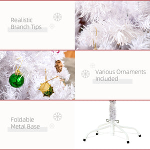5ft White Artificial Christmas Tree with Decorations