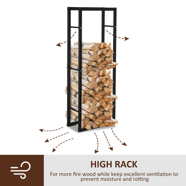 Log rack with handles and 100 kg load capacity, black