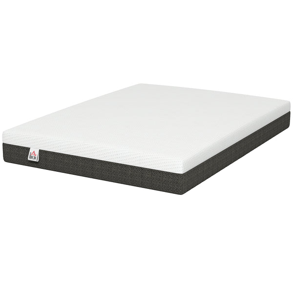 10" 3-Layer Cooling Memory Foam Queen Mattress, Medium-Firm – White and Dark Gray