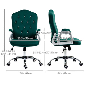Green velvet office chair.