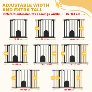 Extra-wide safety gate with small door, black