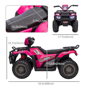 12V Off-Road Quad with MP3 Music and Spiked Tires, Pink
