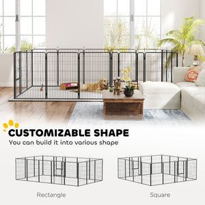 16-Panel Dog Playpen with Straps, Portable &amp; Self-Assembly, for Large Dogs, 99cm Height