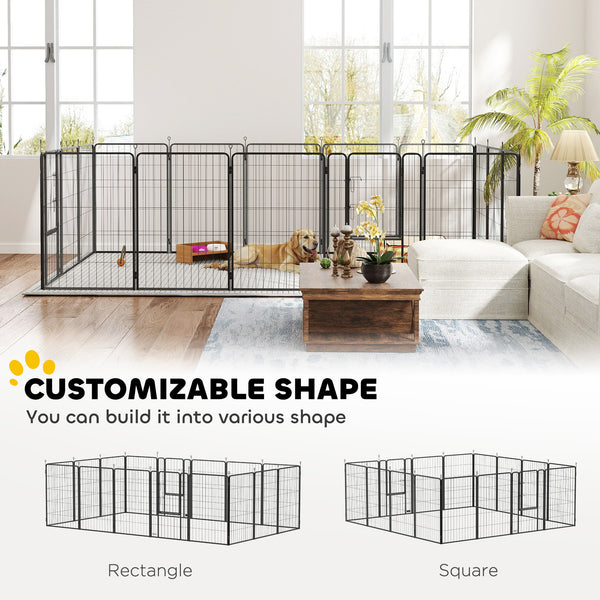 16-Panel Dog Playpen with Straps, Portable &amp; Self-Assembly, for Large Dogs, 99cm Height