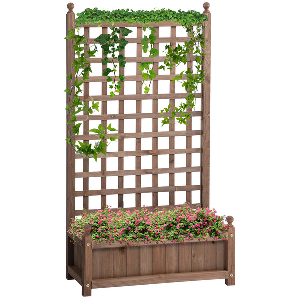 Raised planter with trellis, brown