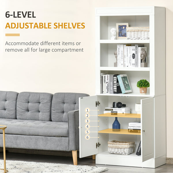 Kitchen sideboard with 6-tier shelves, white, wood look