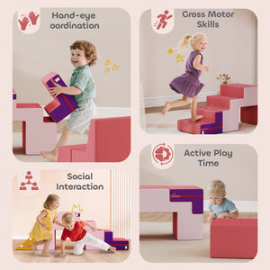 2-piece foam climbing blocks with removable pink cover