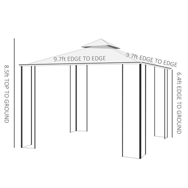 10 x 10 metal gazebo with decorative frame and ventilated roof, cream color