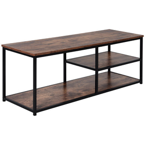Industrial TV Stand for TVs up to 55 inches with Shelves, Rustic Brown
