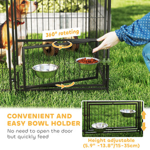 Enclosure with rotating and height-adjustable bowls