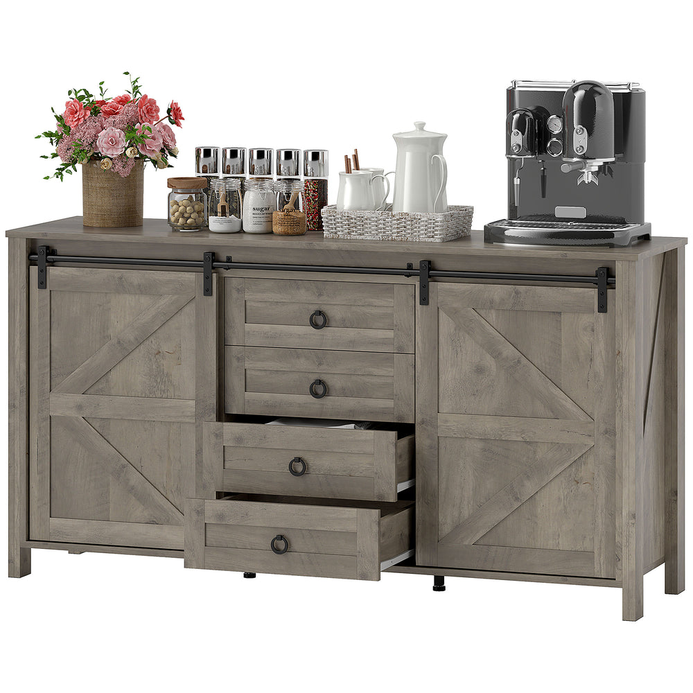 Country style sideboard with sliding doors, drawers and adjustable shelves, aged light grey