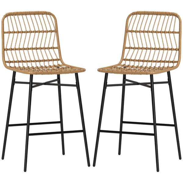 Set of 2 rattan bar stools
