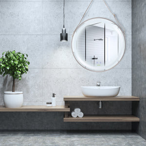 Round Dimmable Anti-Fog LED Bathroom Mirror, Rose Gold