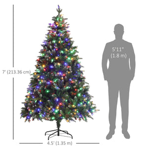 7ft Pre-Lit Artificial Christmas Tree with Dual-Color LED Lights