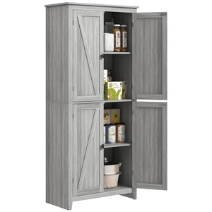 Storage unit with doors and shelves, gray