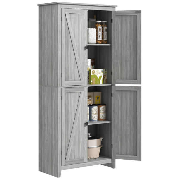 Storage unit with doors and shelves, gray