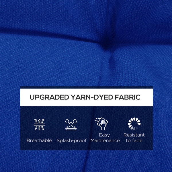 Set of 2 Outdoor Patio Chair Cushions with Ties, Tufted, Navy Blue