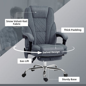 Massaging office chair with adjustable height and footrest, dark grey