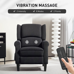 Vibration Massage Chair for Living Room with Extendable Footrest, Remote Control, Pocket, Black