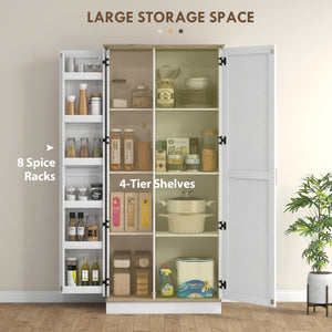 Storage unit with door shelves and adjustable shelves, cream white
