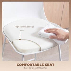 Set of 2 modern faux leather bar stools, counter height, white.