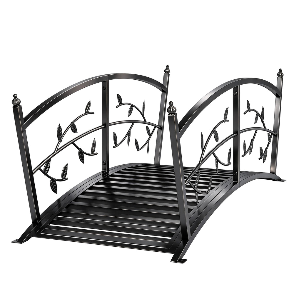1.2m Metal Garden Bridge with Arched Safety Rail for Pond or Stream