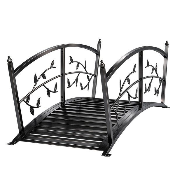 1.2m Metal Garden Bridge with Arched Safety Rail for Pond or Stream