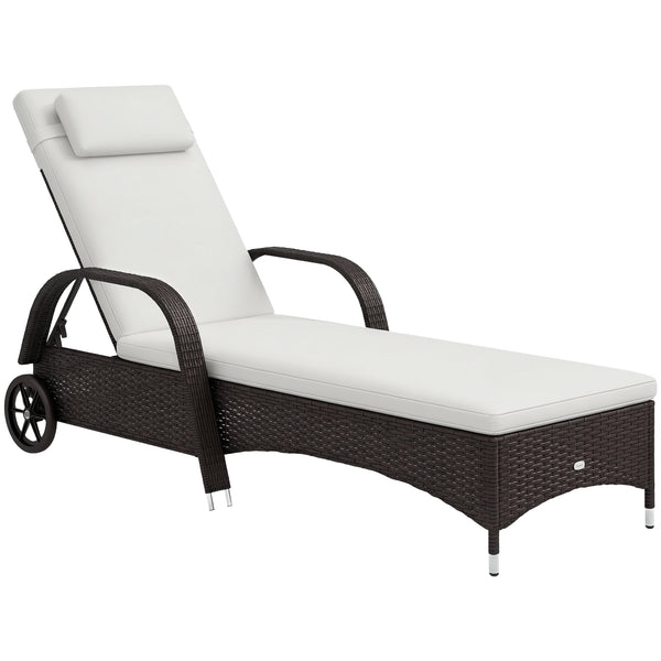 Woven resin chaise lounge with headrest, cream white