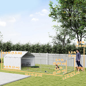 Galvanized steel kennel with waterproof cover