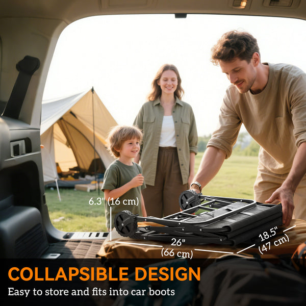 Collapsible Folding Garden Cart, Heavy Duty Lawn Wagon with Universal Wheels and Adjustable Handle, Grey