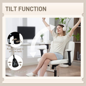 Office chair with cross back, without casters, cream white