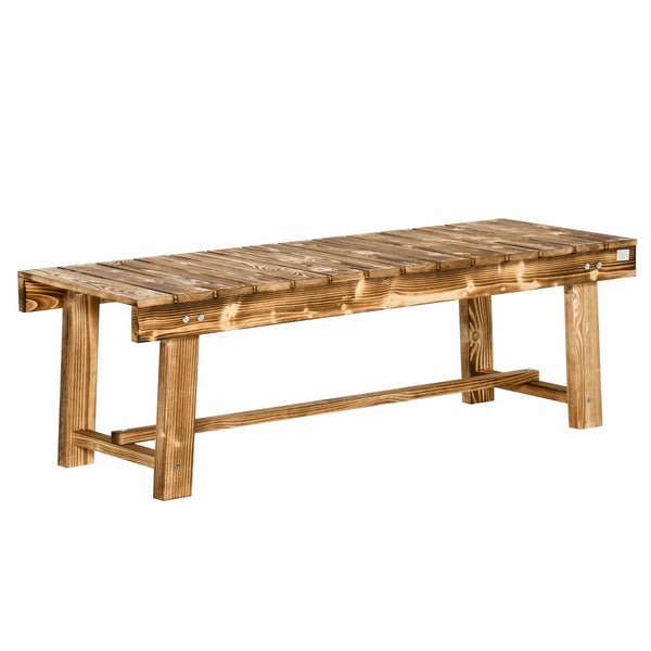 Outdoor garden bench made of carbonized fir wood