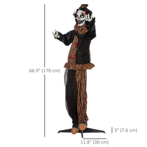 1.6m Life Size Clown Outdoor Halloween Decoration with Light-Up Eyes