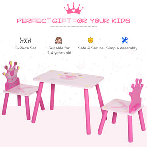 Princess pattern table and 2 chairs set, pink