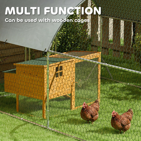 Galvanized metal chicken coop with outdoor run
