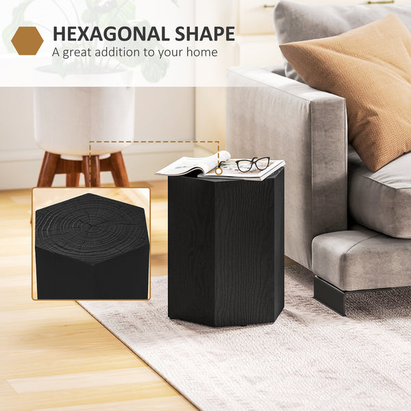 Hexagonal side table with 4 adjustable legs, black