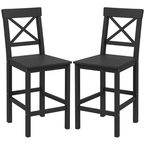 Set of 2 wooden bar stools, black