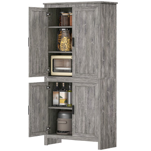 Storage unit with 4 doors and 3 adjustable shelves, anthracite gray