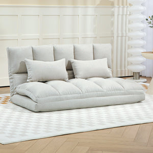 2-seater sofa bed with 9-position backrest and 2 pillows, cream white