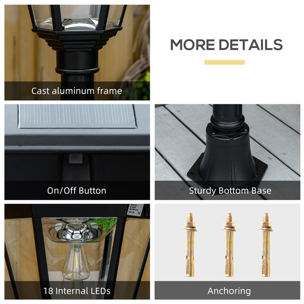 Outdoor solar street light with motion sensor, black