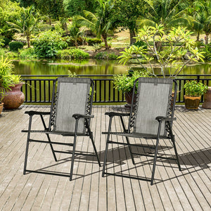 Set of 2 grey folding outdoor chairs