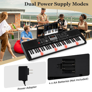 Clavier portable 61 touches pour débutants kit de clavier électrique avec 200 rythmes et 200 tonalités - Noir