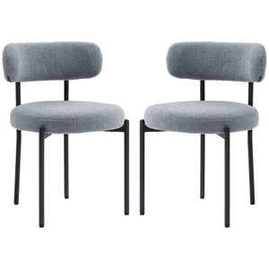 Set of 2 kitchen chairs with fleece upholstery, grey