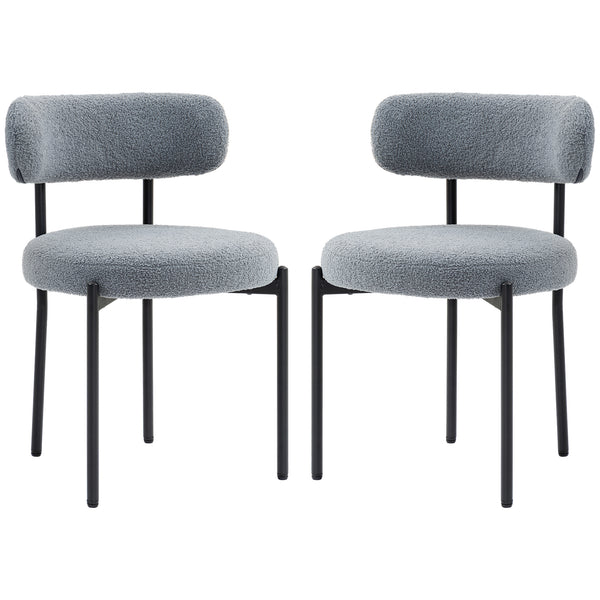 Set of 2 kitchen chairs with fleece upholstery, grey
