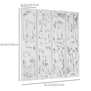 Rustic White Folding Room Divider Screen